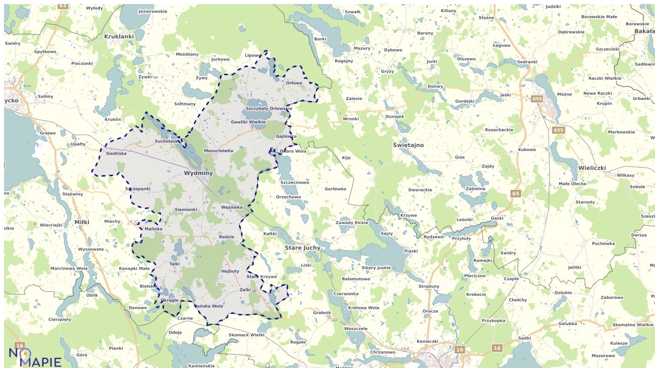 Mapa obszarów ochrony przyrody Wydmin